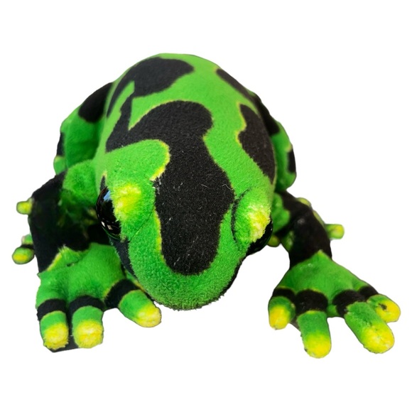 Adventure Planet Green And Black Poison Dart Frog Realistic Plush 8” Inches - Picture 2 of 9